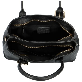 Dámska kožená kabelka do ruky čierna - Delami Solida