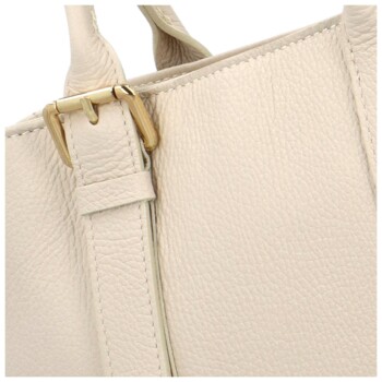 Dámska kožená kabelka do ruky béžová - Delami Solida