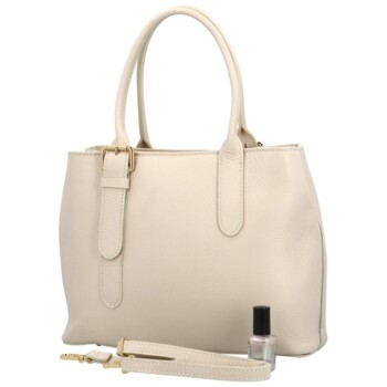 Dámska kožená kabelka do ruky béžová - Delami Solida