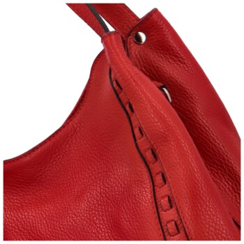 Dámska kožená kabelka cez rameno červená - Delami Evelyn