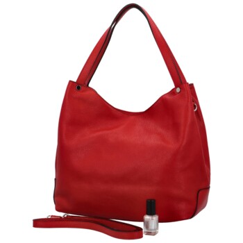 Dámska kožená kabelka cez rameno červená - Delami Evelyn