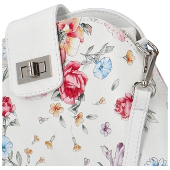 Dámska kožená crossbody kabelka biela/kvety - Delami Brokyllon