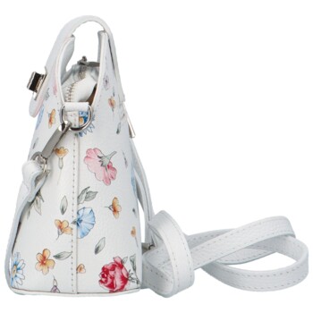 Dámska kožená crossbody kabelka biela/kvety - Delami Brokyllon