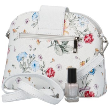 Dámska kožená crossbody kabelka biela/kvety - Delami Brokyllon