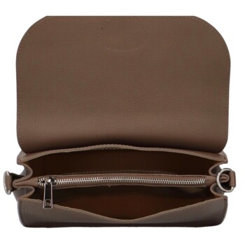 Dámska kožená crossbody kabelka taupe - Delami Wextra