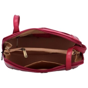 Dámska kožená crossbody kabelka fuchsiová - Katana Elenka