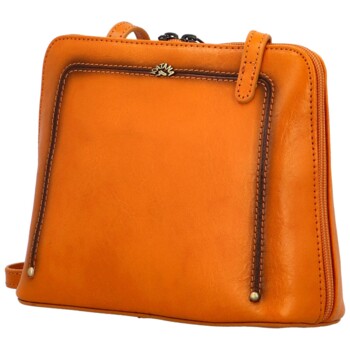 Dámska kožená crossbody kabelka oranžová - Katana Elenka