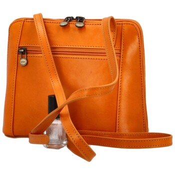 Dámska kožená crossbody kabelka oranžová - Katana Elenka