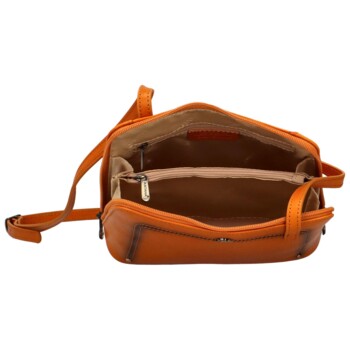 Dámska kožená crossbody kabelka oranžová - Katana Elenka
