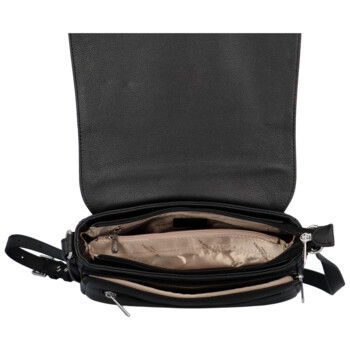 Dámska kožená crossbody kabelka čierna - Hexagona Amberis
