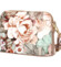 Dámska kožená crossbody kabelka béžová/kvety - Delami Jedida
