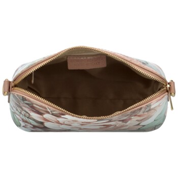 Dámska kožená crossbody kabelka béžová/kvety - Delami Jedida
