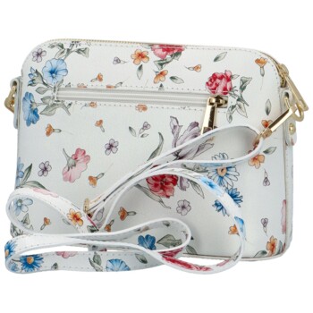 Dámska kožená crossbody kabelka biela/kvety - Delami Jedida