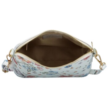 Dámska kožená crossbody kabelka biela/kvety - Delami Jedida