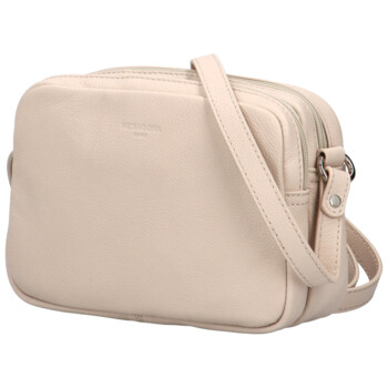 Dámska kožená crossbody kabelka svetlobéžová - Hexagona Vilia