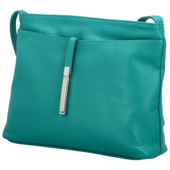Dámska kožená crossbody kabelka tyrkysová - Delami Eneta