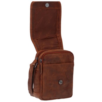 Pánska kožená crossbody taška svetlohnedá - Greenwood Vamos