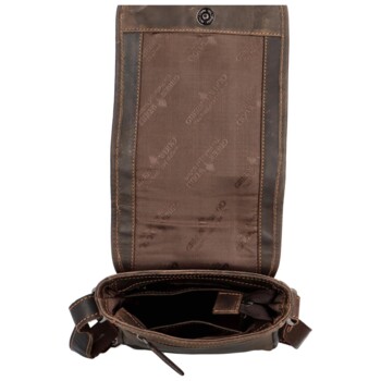 Pánska kožená crossbody taška hnedá - Greenwood Petter