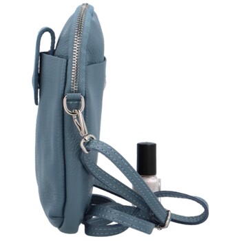 Dámska kožená crossbody kabelka džínsovo modrá - Delami Vannessa