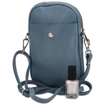 Dámska kožená crossbody kabelka džínsovo modrá - Delami Vannessa