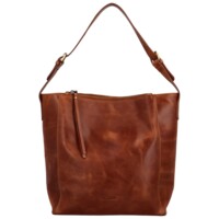 Dámska kožená kabelka na rameno koňaková - Bellugio Kyera