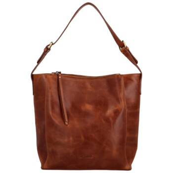 Dámska kožená kabelka na rameno koňaková - Bellugio Kyera