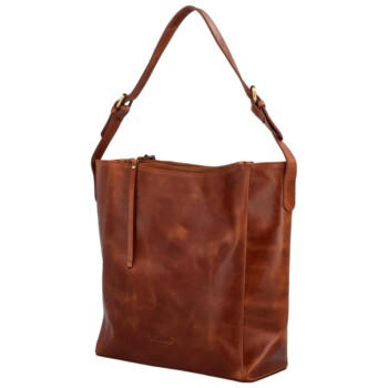 Dámska kožená kabelka na rameno koňaková - Bellugio Kyera