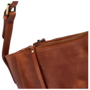 Dámska kožená kabelka na rameno koňaková - Bellugio Kyera