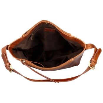 Dámska kožená kabelka na rameno koňaková - Bellugio Kyera