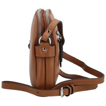 Dámska kožená crossbody kabelka koňaková - Katana Prina