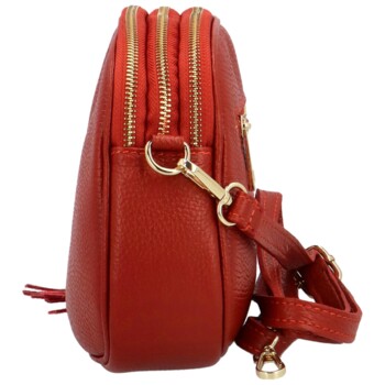 Dámska kožená crossbody kabelka tehlovo červená - ItalY Prianna G