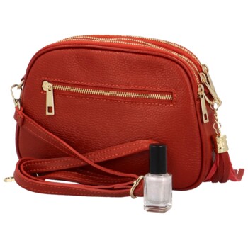 Dámska kožená crossbody kabelka tehlovo červená - ItalY Prianna G