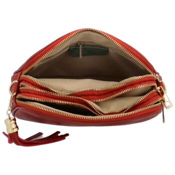 Dámska kožená crossbody kabelka tehlovo červená - ItalY Prianna G