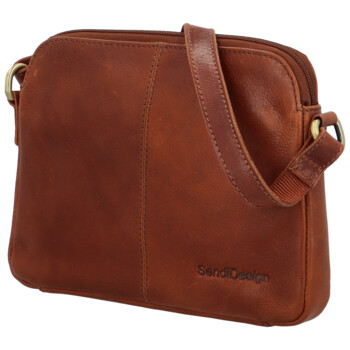 Kožená crossbody taška svetlohnedá - SendiDesign Vereno