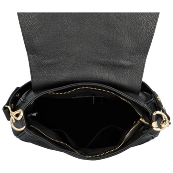 Štýlová dámska kožená crossbody kabelka Dawn, čierna