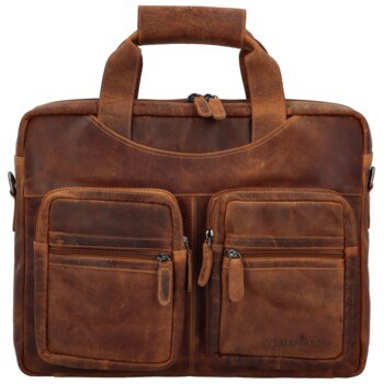 Veľká pánska kožená taška na notebook camel - Greenwood Experes