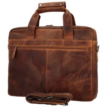 Veľká pánska kožená taška na notebook camel - Greenwood Experes