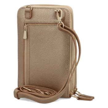 Malá dámska kožená crossbody kabelka bronzovo zlatá - Hexagona Vuera