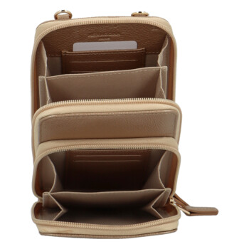 Malá dámska kožená crossbody kabelka bronzovo zlatá - Hexagona Vuera