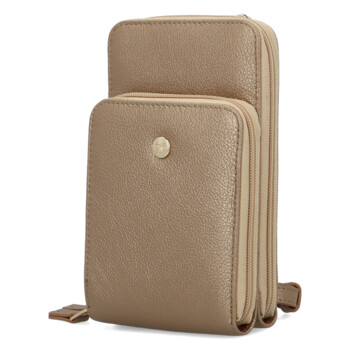 Malá dámska kožená crossbody kabelka bronzovo zlatá - Hexagona Vuera