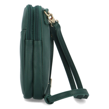 Malá dámska kožená crossbody kabelka tmavozelená - Hexagona Liviera