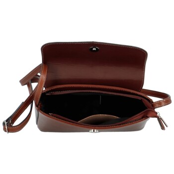 Dámska kožená crossbody kabelka hnedá - Delami Walli