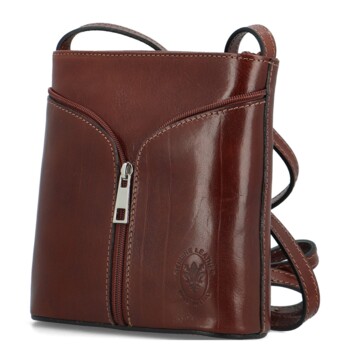 Dámska kožená crossbody kabelka tmavohnedá - Delami Orsolya