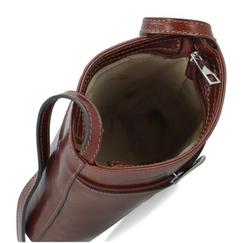 Dámska kožená crossbody kabelka tmavohnedá - Delami Orsolya