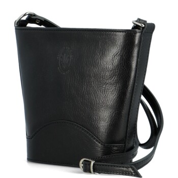 Dámska kožená crossbody kabelka čierna - Delami Saimix