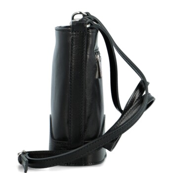 Dámska kožená crossbody kabelka čierna - Delami Saimix