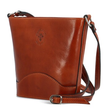 Dámska kožená crossbody kabelka koňaková - Delami Saimix