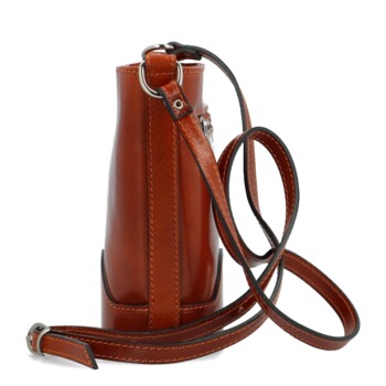 Dámska kožená crossbody kabelka koňaková - Delami Saimix