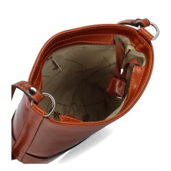 Dámska kožená crossbody kabelka koňaková - Delami Saimix