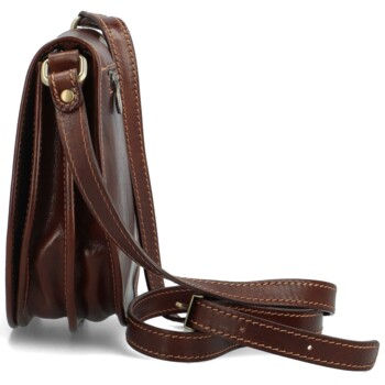 Dámska kožená crossbody kabelka hnedá - Delami Alegra
